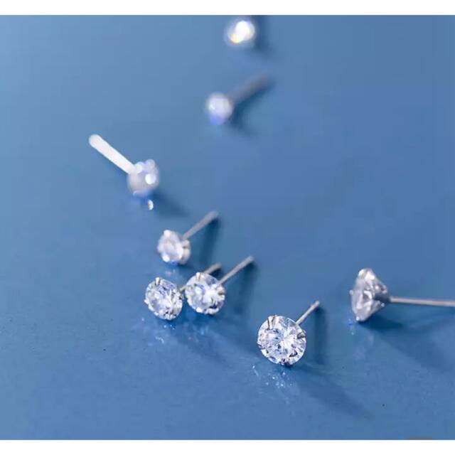 CZキュービックジルコニア ピアス 925スターリングシルバー 5mm