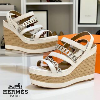 エルメス(Hermes)の3271 エルメス アマレス レザー ウェッジサンダル エスパドリーユ(サンダル)