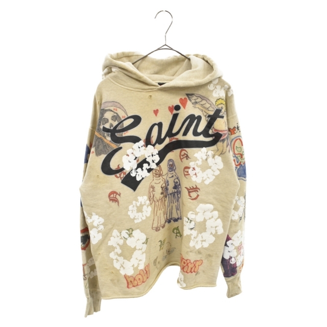 SAINT MICHAEL セントマイケル 22SS DENIM TEARS HOODIE GREENAFFITTI フーディ グラフィティー デニムティアーズ パーカー SM-S22-0000-083 グレー