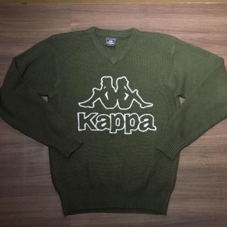 カッパ(Kappa)のKAPPA★モスグリーン デカロゴ ニット セーター メンズ M カッパ(ニット/セーター)