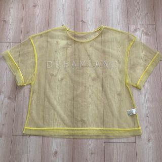 GU   Tシャツ　シースルー　イエロー　(Tシャツ(半袖/袖なし))