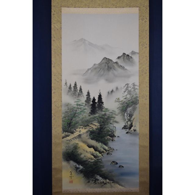 真作/雪翁郁/雪景山水人物図/布袋屋掛軸HG-166 - 絵画 真作/雪翁郁/雪景山水人物図/布袋屋掛軸HG-166 - 絵画