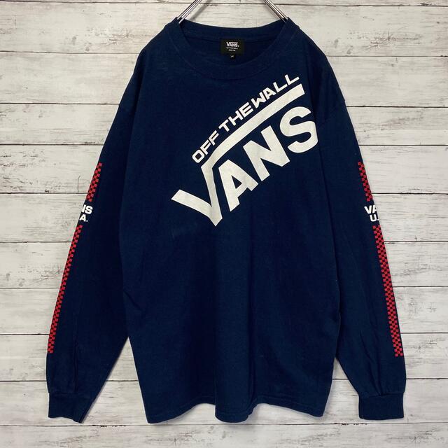 VANS(ヴァンズ)の【希少デザイン】VANSバンズ☆デカロゴスリーブロゴネイビーTシャツロンT メンズのトップス(Tシャツ/カットソー(七分/長袖))の商品写真