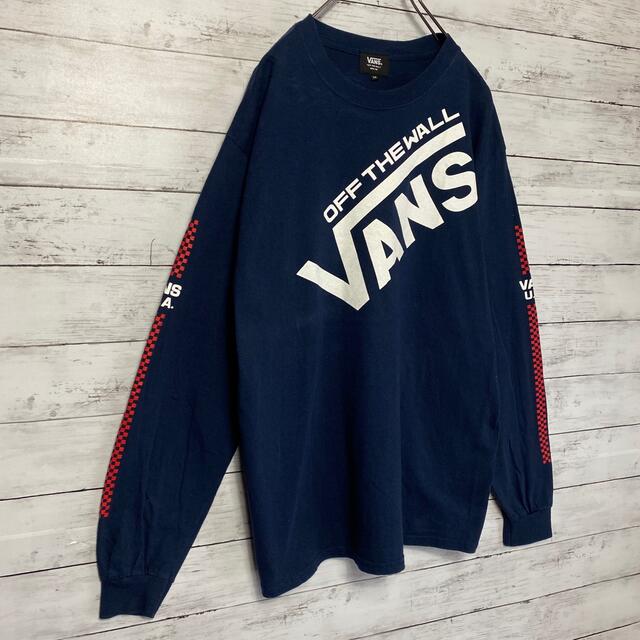 VANS(ヴァンズ)の【希少デザイン】VANSバンズ☆デカロゴスリーブロゴネイビーTシャツロンT メンズのトップス(Tシャツ/カットソー(七分/長袖))の商品写真