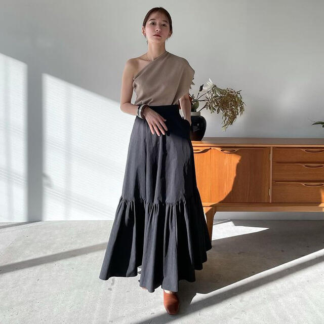 スカート 【CLANE/クラネ】GATHER TIERED MAXI SKIRT/ギャザー