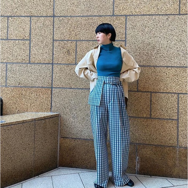 le ciel bleu Gingham Pocket Belt Pants | myglobaltax.com