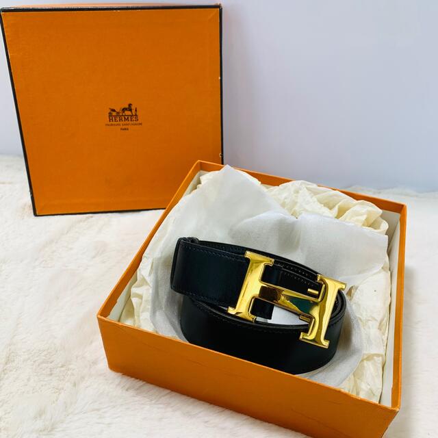超美品】HERMESレザーベルト(コンスタンス) エルメス ゴールド系