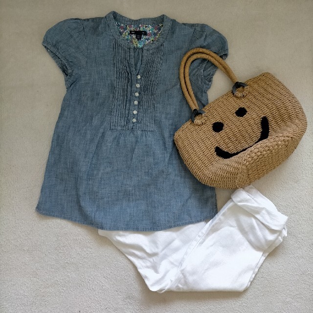 GAP(ギャップ)のGAP デニムシャツ パフスリーブ ブラウス デニム レディースのトップス(シャツ/ブラウス(半袖/袖なし))の商品写真