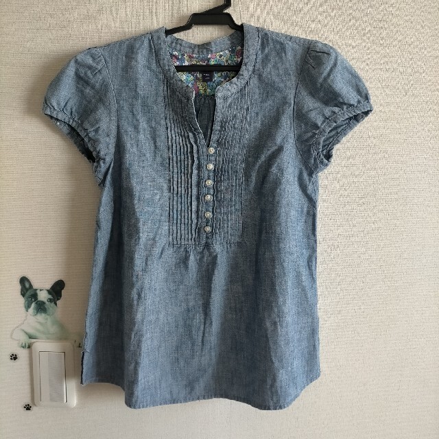 GAP(ギャップ)のGAP デニムシャツ パフスリーブ ブラウス デニム レディースのトップス(シャツ/ブラウス(半袖/袖なし))の商品写真