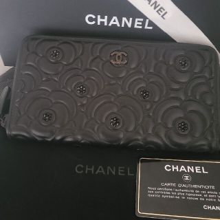 シャネル(CHANEL)のCHANEL　長財布　カメリア　ブラック　ビジュー(財布)