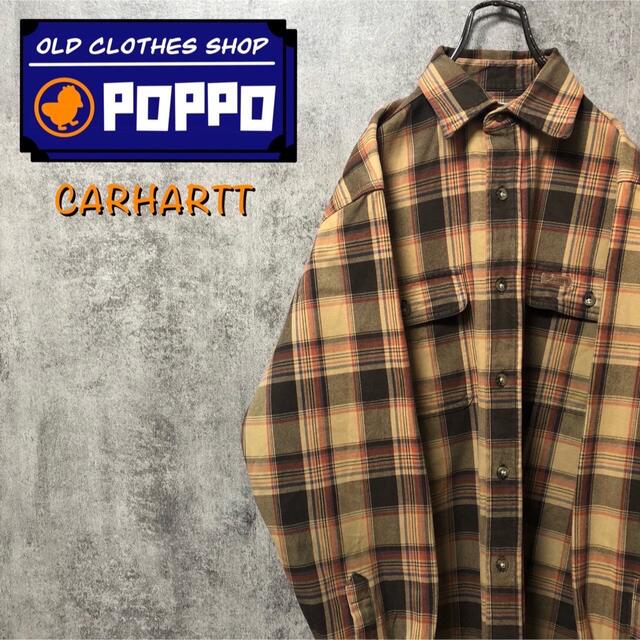 carhartt(カーハート)の【deco様専用】カーハート☆レザーロゴ入W.ポケットレトロワークチェックシャツ メンズのトップス(シャツ)の商品写真