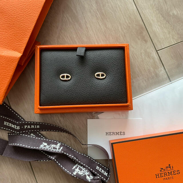 H - HERMES エルメス シェーヌダンクルTPM ピンクゴールド ピアスの