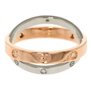 カルティエ(Cartier)のカルティエ ビーラブリング 6Pダイヤモンド 0.07ct K18PGピンクゴールド K18WGホワイトゴールド サイズ58 B4094300(リング(指輪))