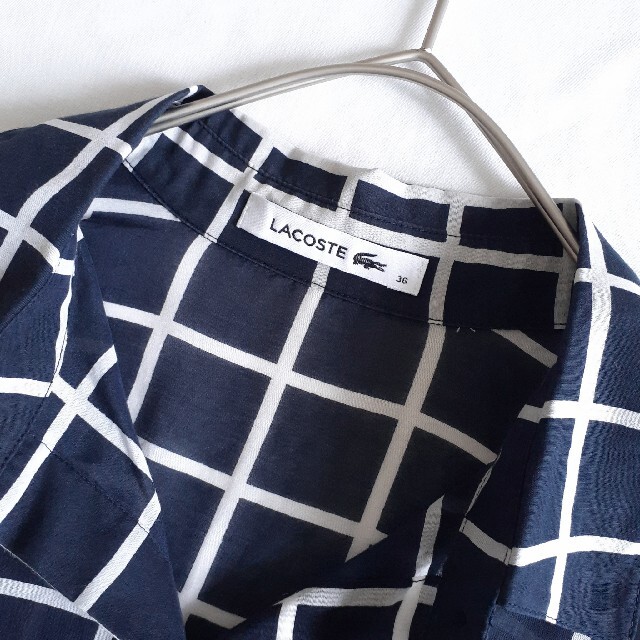 LACOSTE - 美品 LACOSTE ラコステ 格子柄シアーシャツ チェックシャツ