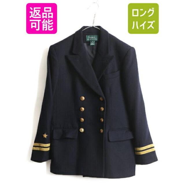 USA製 □ LAUREN ラルフローレン ダブルブレスト 金ボタン ウール テ