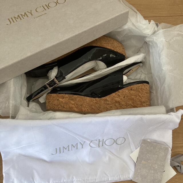 JIMMY CHOO(ジミーチュウ)のジミーチュウ　パテントレザーウェッジサンダル レディースの靴/シューズ(サンダル)の商品写真