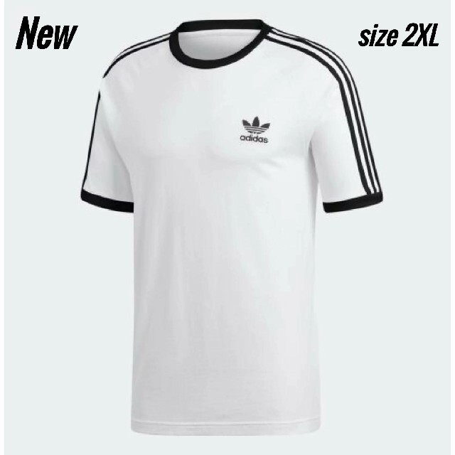 adidas(アディダス)の新品 2XL adidas originals Tシャツ 3ストライプ 白×黒 メンズのトップス(Tシャツ/カットソー(半袖/袖なし))の商品写真