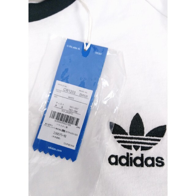 adidas(アディダス)の新品 2XL adidas originals Tシャツ 3ストライプ 白×黒 メンズのトップス(Tシャツ/カットソー(半袖/袖なし))の商品写真