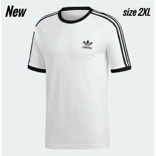 アディダス(adidas)の新品 2XL adidas originals Tシャツ 3ストライプ 白×黒(Tシャツ/カットソー(半袖/袖なし))