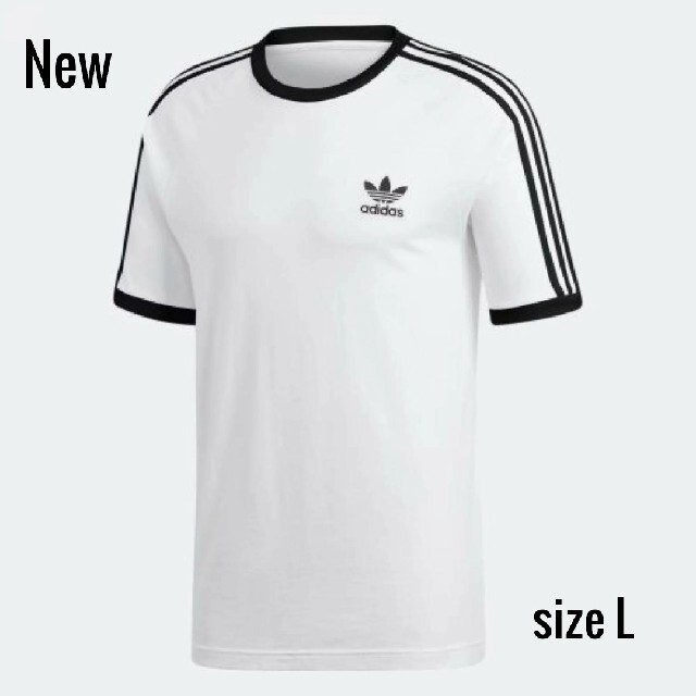 adidas(アディダス)の新品 L adidas originals Tシャツ 3ストライプ 白×黒 メンズのトップス(Tシャツ/カットソー(半袖/袖なし))の商品写真