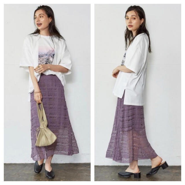 UNRELISH(アンレリッシュ)のUNRELISH・紫ニットロングスカート レディースのスカート(ロングスカート)の商品写真