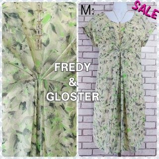 フレディアンドグロスター(FREDY & GLOSTER)の▼SALE▼M：シフォンワンピース／フレディ＆グロスター★超美品★グリーン系(ひざ丈ワンピース)