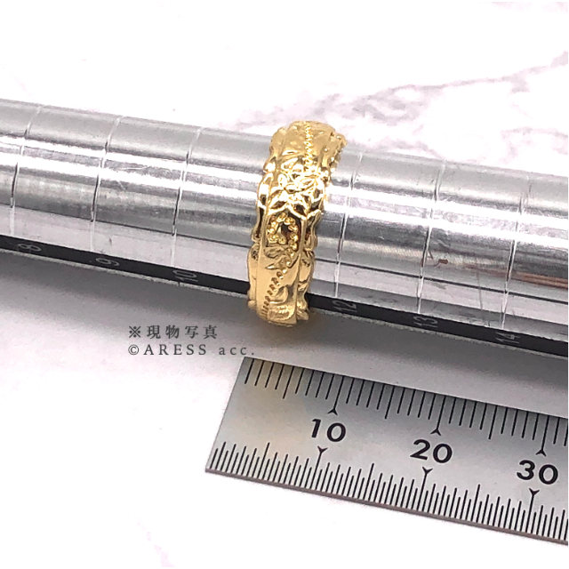 高級 14K ハワイアンジュエリー リング 指輪 ゴールド 23号 花柄 刻印 レディースのアクセサリー(リング(指輪))の商品写真