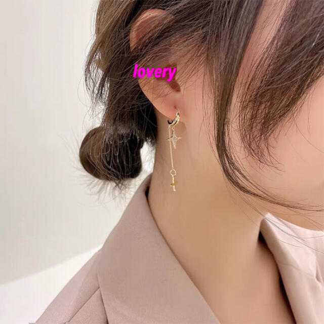 韓国でも大人気☆スタービシューピアス ゴールドピアス ロングピアス