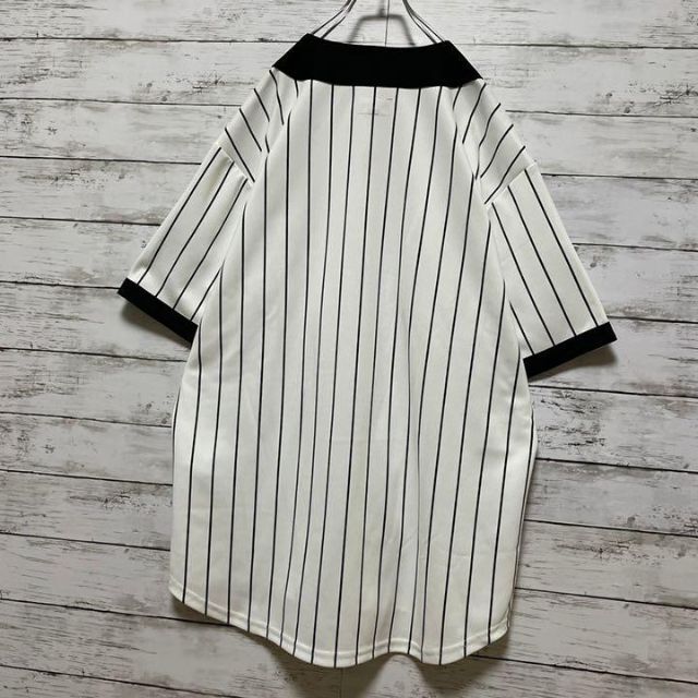 【新品・タグ付】シュプリーム☆刺繍ビッグロゴ　ストライプ　ベースボールシャツ希少 6