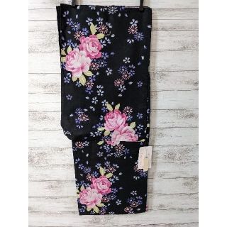 新品/タグ付き　浴衣　レディース　薔薇　ブラック　綿100%　163cm(浴衣)