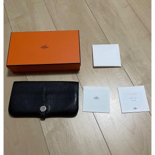 エルメス(Hermes)のエルメス　ドゴンロング　黒　本革　確実正規品　長財布(長財布)