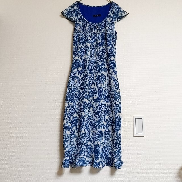 Little New York ペイズリー柄 ブルー 総柄 ノースリーブワンピー