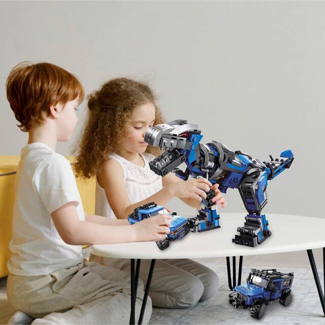 おもちゃ 男の子 知育玩具 恐竜 SUVジープ 3-IN-1ブロック 積み木 4