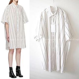 マルタンマルジェラ(Maison Martin Margiela)のメゾン マルジェラ④ オーバーサイズ ストライプ シャツ ワンピース ドレス(シャツ/ブラウス(半袖/袖なし))