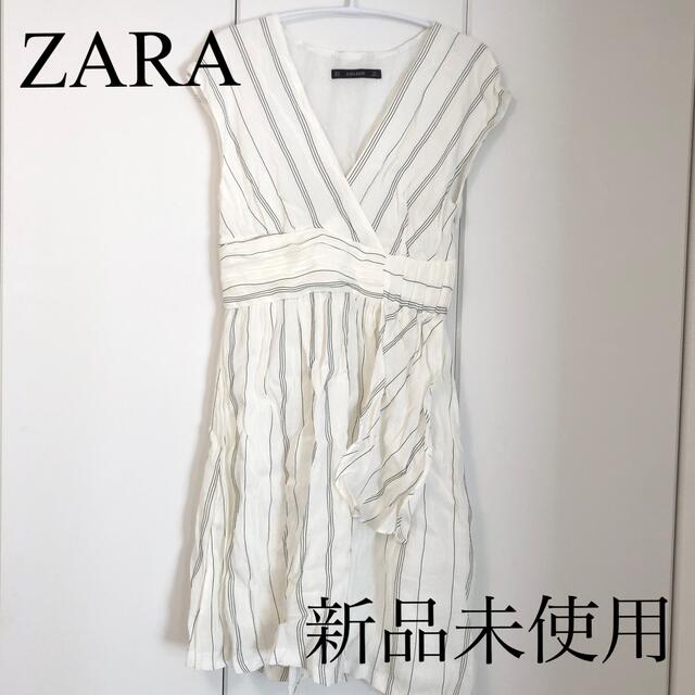 ZARA(ザラ)の【新品未使用】ZARA リネン混　ワンピース レディースのワンピース(ひざ丈ワンピース)の商品写真