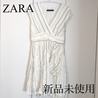 ザラ(ZARA)の【新品未使用】ZARA リネン混　ワンピース(ひざ丈ワンピース)