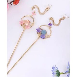 簪 ゴールド 花 2本セット(ヘアアクセサリー)