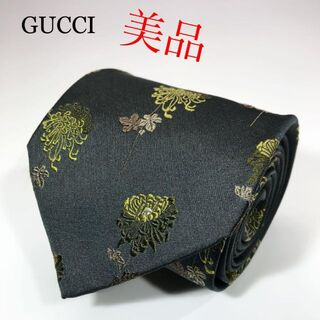 グッチ(Gucci)の美品 GUCCI グッチ イタリア製 ネクタイ 刺繍 花柄 菊 エンブロイダリー(ネクタイ)