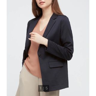 ユニクロ(UNIQLO)のユニクロ　UVカット ジャージージャケット レディース テーラードジャケット　L(テーラードジャケット)