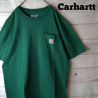 カーハート(carhartt)の《美品》カーハート　ワンポイントロゴ　ポケット　Tシャツ　霜降り緑　ポケT(Tシャツ/カットソー(半袖/袖なし))