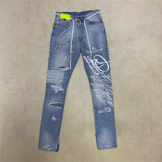 コットン100%商品コードOFF-WHITE Ev Bravado Crystal Denim Jeans