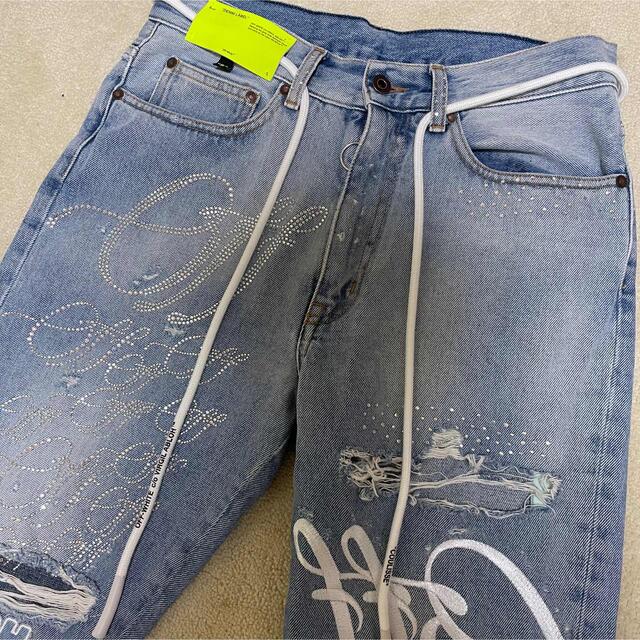 コットン100%商品コードOFF-WHITE Ev Bravado Crystal Denim Jeans