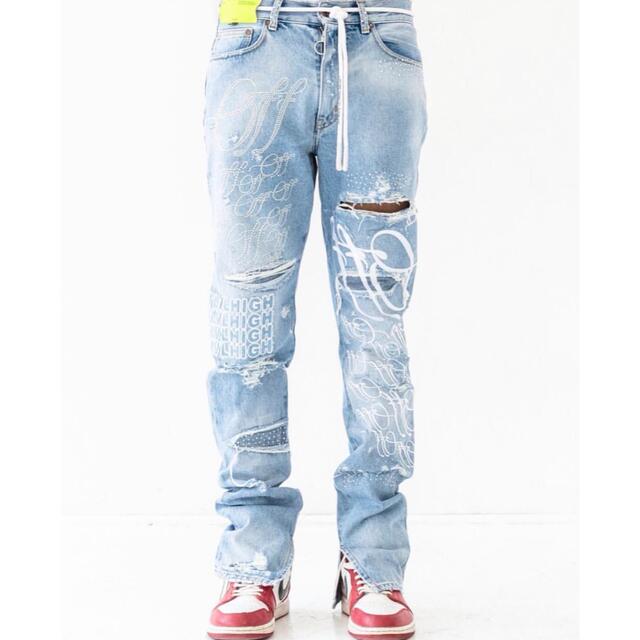 コットン100%商品コードOFF-WHITE Ev Bravado Crystal Denim Jeans