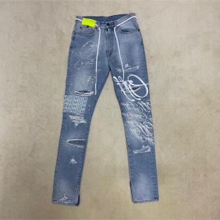 オフホワイト(OFF-WHITE)のOFF-WHITE Ev Bravado Crystal Denim Jeans(デニム/ジーンズ)