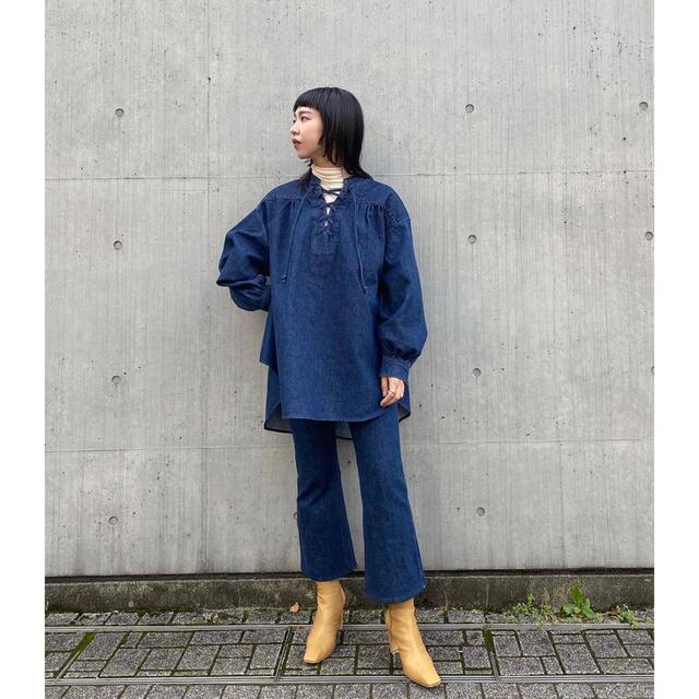 【CLANE】LACE UP DENIM TOPS
