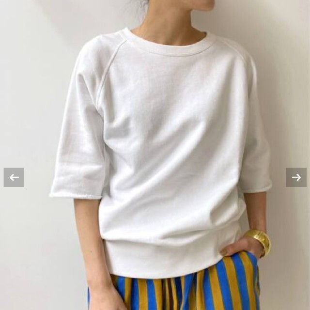 L'Appartement DEUXIEME CLASSE(アパルトモンドゥーズィエムクラス)のL'Appartement　Half Sleeve Sweat　ホワイト レディースのトップス(トレーナー/スウェット)の商品写真