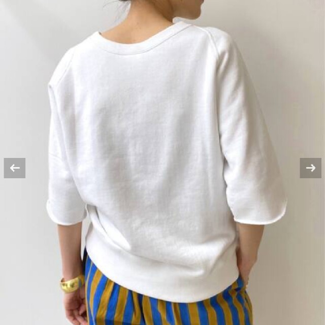 L'Appartement DEUXIEME CLASSE(アパルトモンドゥーズィエムクラス)のL'Appartement　Half Sleeve Sweat　ホワイト レディースのトップス(トレーナー/スウェット)の商品写真