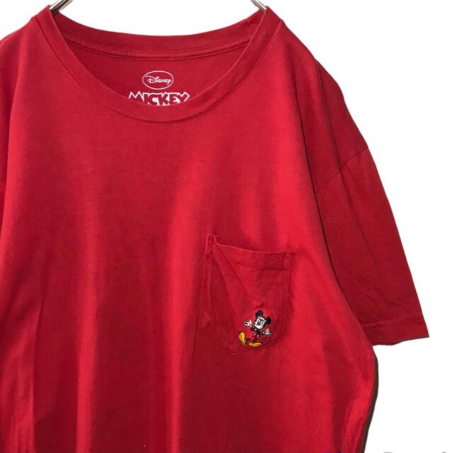 Disney(ディズニー)の【希少カラー】ディズニー Disney Tシャツ ミッキー XL 赤 古着 メンズのトップス(Tシャツ/カットソー(半袖/袖なし))の商品写真
