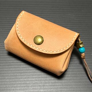 牛革　手縫いで作ったマグネットボタンのアコーディオン型ミニミニコインケース(財布)