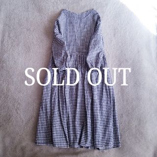 [handmade] cotton linen check one-piece(ひざ丈ワンピース)